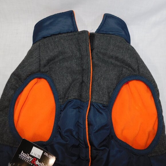 Bailey & Bella 2XL navy Blue Orange Fleece Lined Dog Jacket Coat New w Tags - Picture 8 of 9